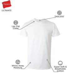 Hanes Mens 3 Pack Short Sleeve Crew Neck MOISTURE_WICKING T-Shirt Big and Tall