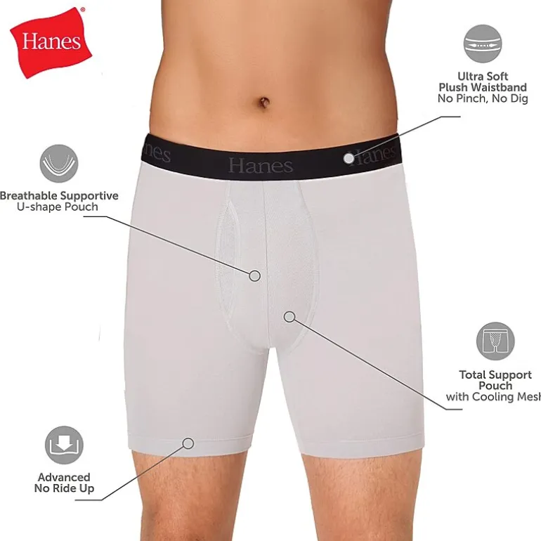 Hanes Mens 4 Pack Support Pouch Boxer Briefs Bonus Pack Ufsll4