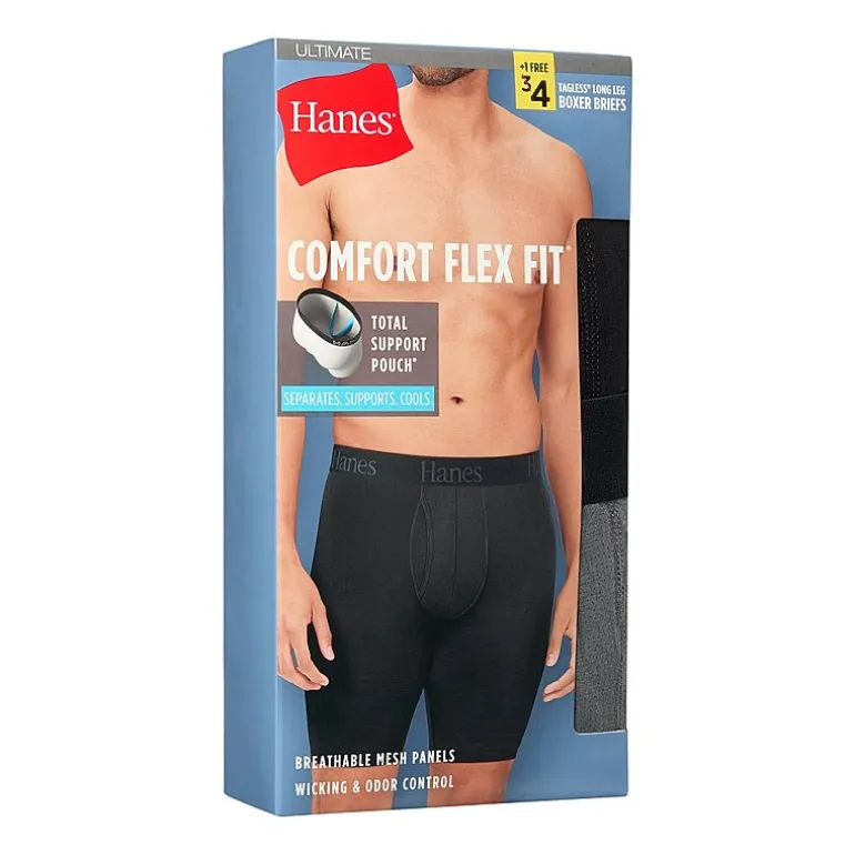 Hanes Mens 4 Pack Support Pouch Boxer Briefs Bonus Pack Ufsll4