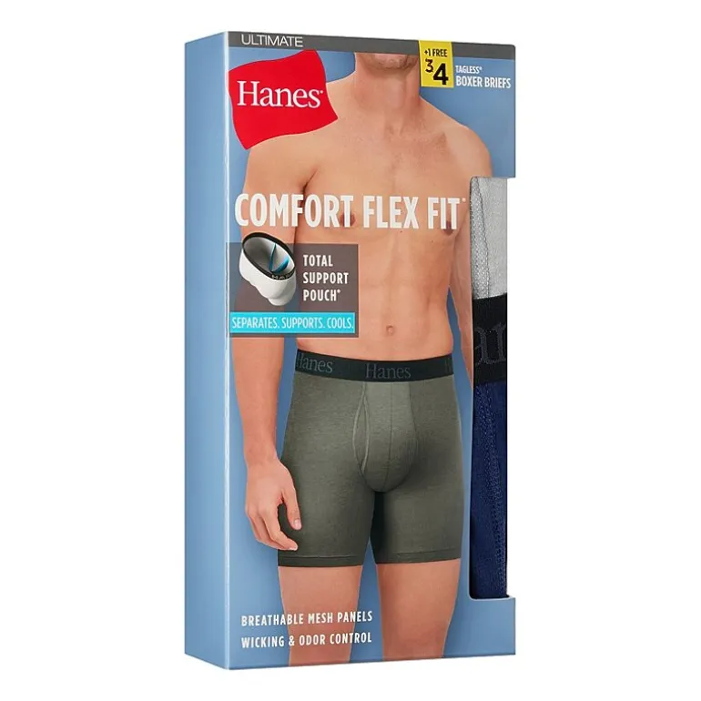Hanes Mens 4 Pack Support Pouch Boxer Briefs Bonus Pack Ufsll4
