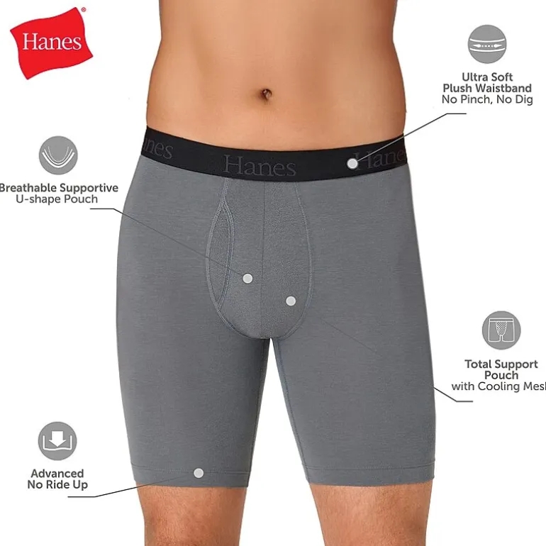 Hanes Mens 4 Pack Support Pouch Boxer Briefs Bonus Pack Ufsll4