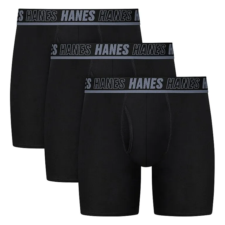 Hanes® Men's Ultimate 3-Pack Moves X-TEMP® Cotton Stretch Boxer Brief Underwear with Total Support Pouch™ Um6ba3