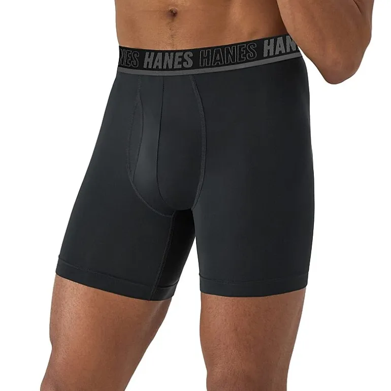 Hanes® Men's Ultimate 3-Pack Moves X-TEMP® Performance Regular Leg Boxer Briefs Underwear with Total Support Pouch™ Umsbh3