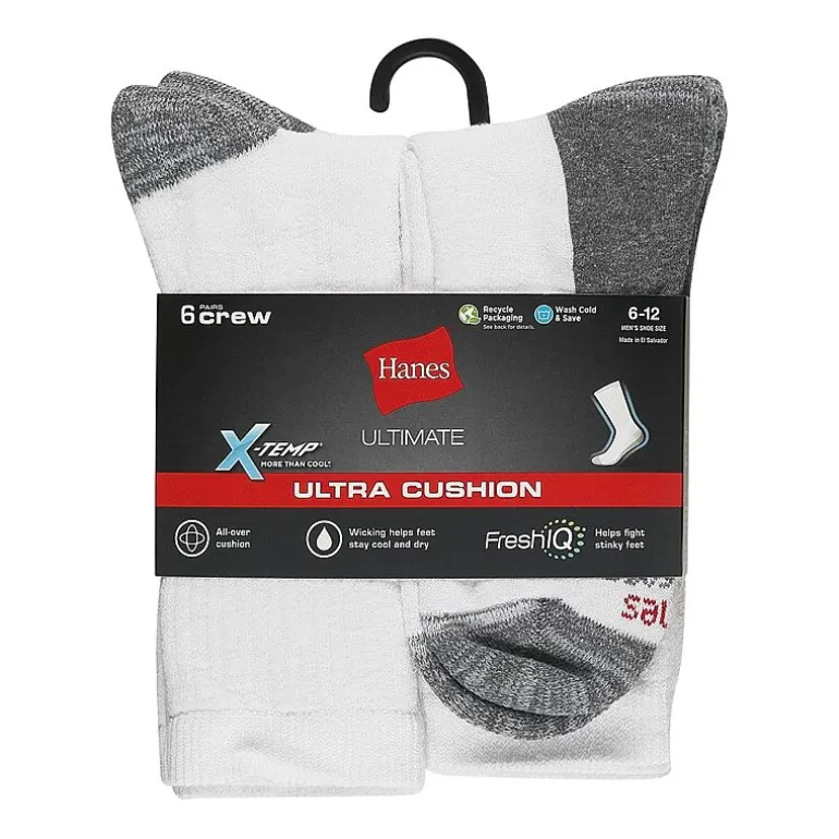 Hanes® Men's Ultimate 6-Pack Ultra Cushion Crew Socks