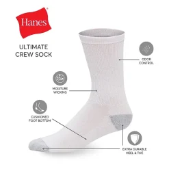 Hanes® Men's Ultimate Soft & Durable12-Pack Crew Socks
