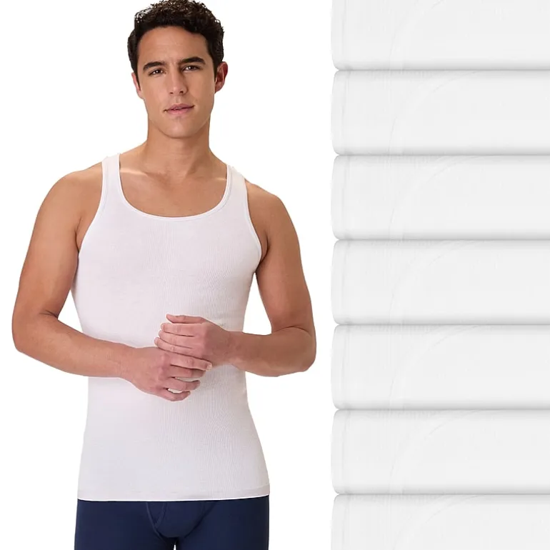 Hanes Mens U Neck Sleeveless 7 Pack Tank Bonus Pack