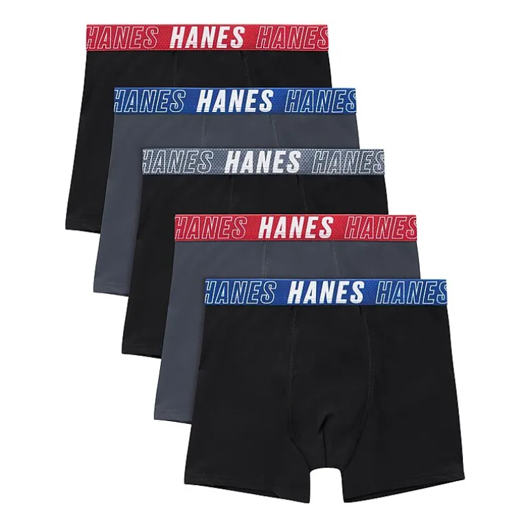Hanes Moves Little & Big Kid Boys 5 Pack Boxer Briefs Bux92b