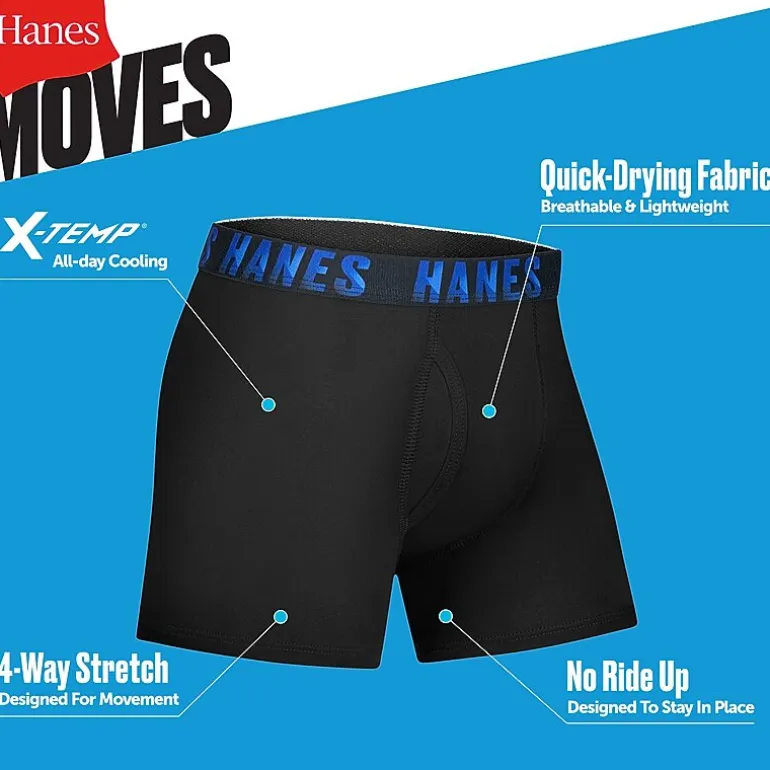 Hanes Moves Stretch Little & Big Kid Boys 5 Pack Boxer Briefs Bu9xb5