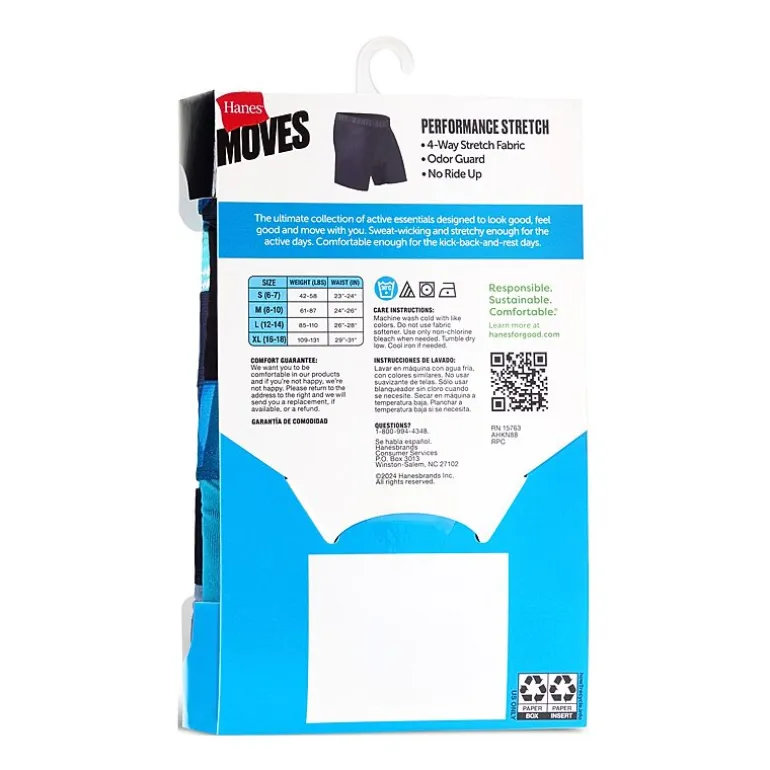 Hanes Moves Stretch Little & Big Kid Boys 5 Pack Boxer Briefs Bu9xb5