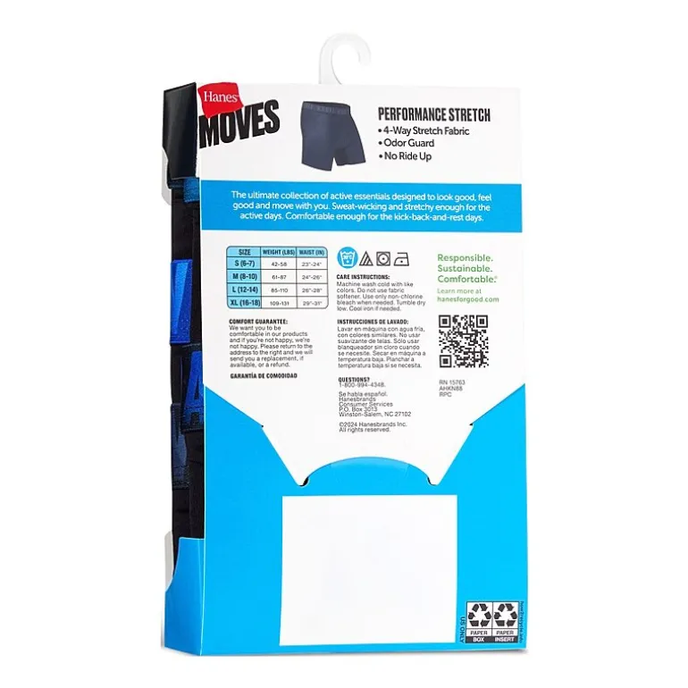 Hanes Moves Stretch Little & Big Kid Boys 5 Pack Boxer Briefs Bu9xb5