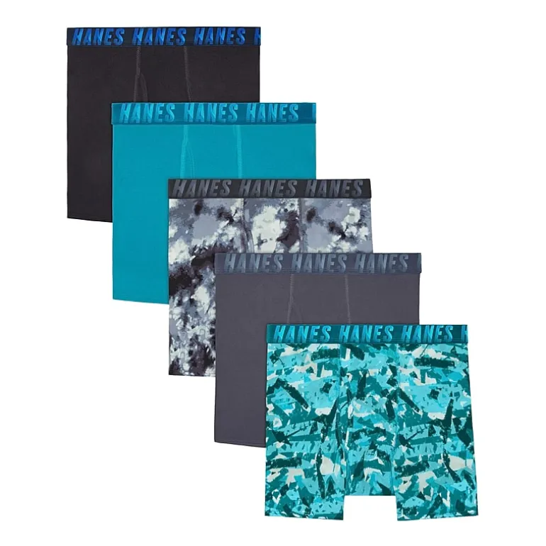Hanes Moves Stretch Little & Big Kid Boys 5 Pack Boxer Briefs Bu9xb5