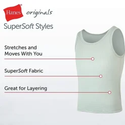 Hanes Originals Supersoft Little & Big Kid Girls U Neck Sleeveless 4 Pack Tank