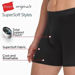 Hanes Originals Supersoft Total Support Pouch Mens 3 Pack Support Pouch Boxer Briefs Uosba3