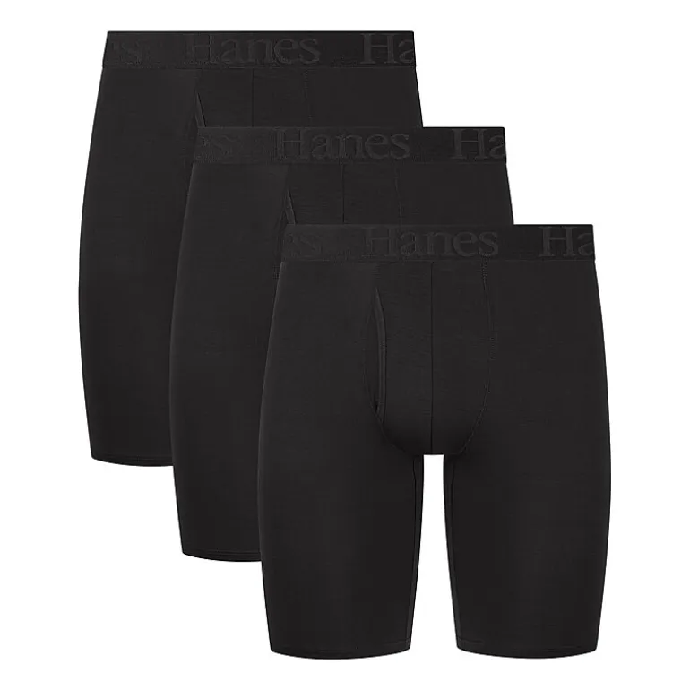 Hanes Originals Ultimate Supersoft Mens 3 Pack Long Leg Boxer Briefs Uo2ll3