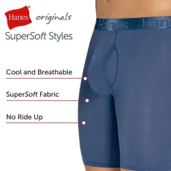 Hanes Originals Ultimate Supersoft Mens 3 Pack Long Leg Boxer Briefs Uo2ll3