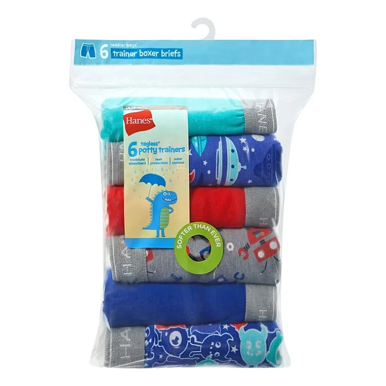 Hanes Potty Trainer Toddler Boys 6 Pack Boxer Briefs Tublbb