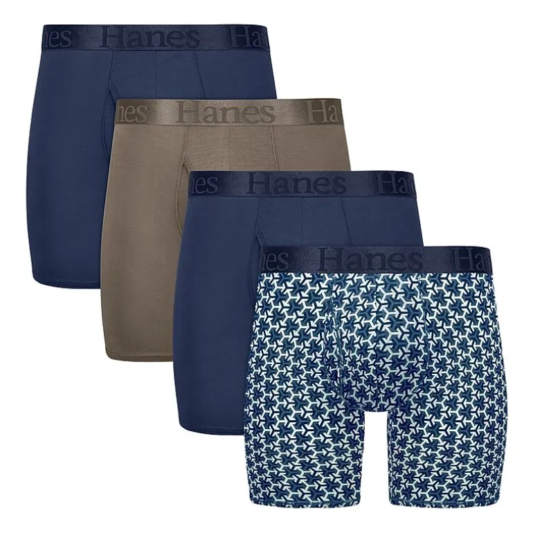 Hanes Supersoft Bonus Pack Mens 4 Pack Boxer Briefs Uo2bd4