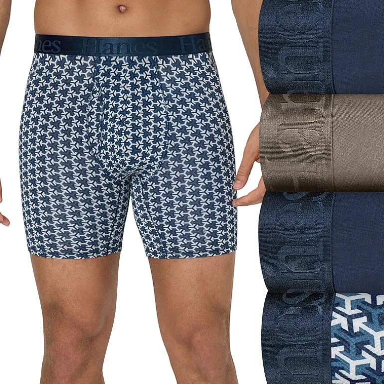 Hanes Supersoft Bonus Pack Mens 4 Pack Boxer Briefs Uo2bd4