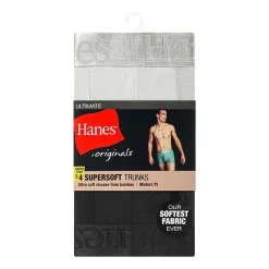 Hanes Supersoft Bonus Pack Mens 4 Pack Comfort Waistband Trunks Uo2td4