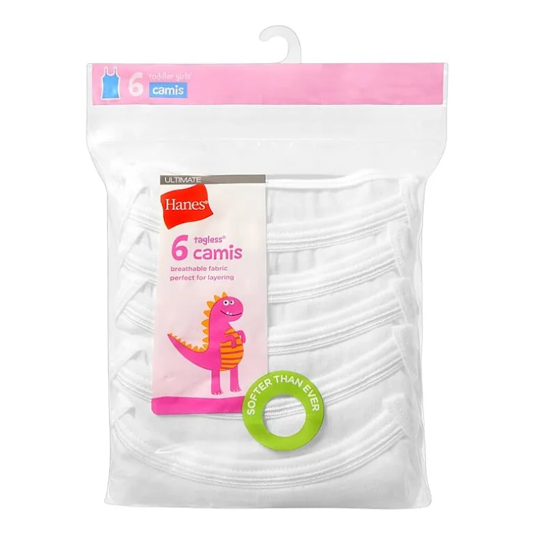 Hanes Toddler Girls U Neck Sleeveless 6 Pack Camisole