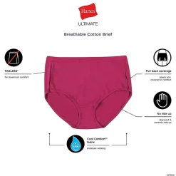 Hanes Ultimate® 6+1 Bonus Pack Breathable Cotton Brief Panties Underwear 40H7CC