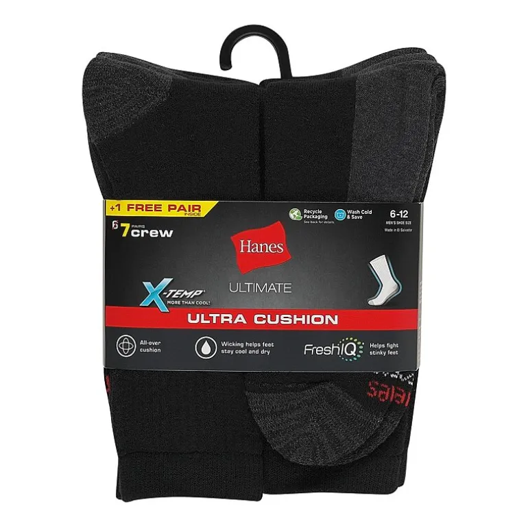 Hanes Ultimate Bonus Pack Mens 7 Pair Crew Socks