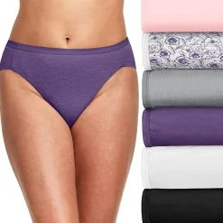 Hanes Ultimate™ Cool Comfort™ Cotton Ultra Soft Womens Average + Full Figure 6 Pack Cooling Multi-Pack High Cut Panty 43h6cc
