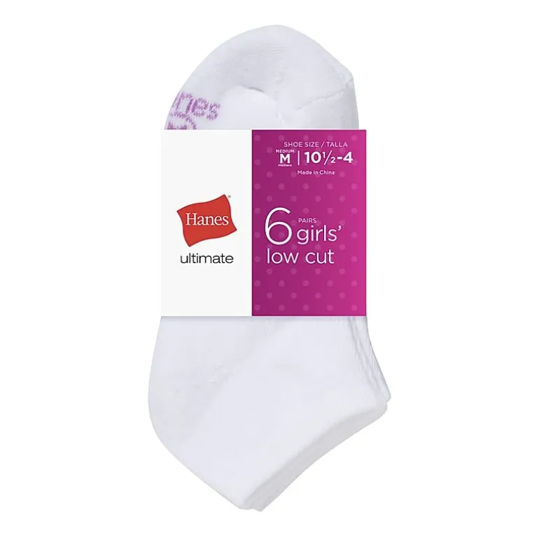Hanes Ultimate Little & Big Girls 6 Pair Low Cut Socks