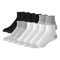 Hanes Ultimate Mens Multi-Pack 12 Pair Quarter Ankle Socks
