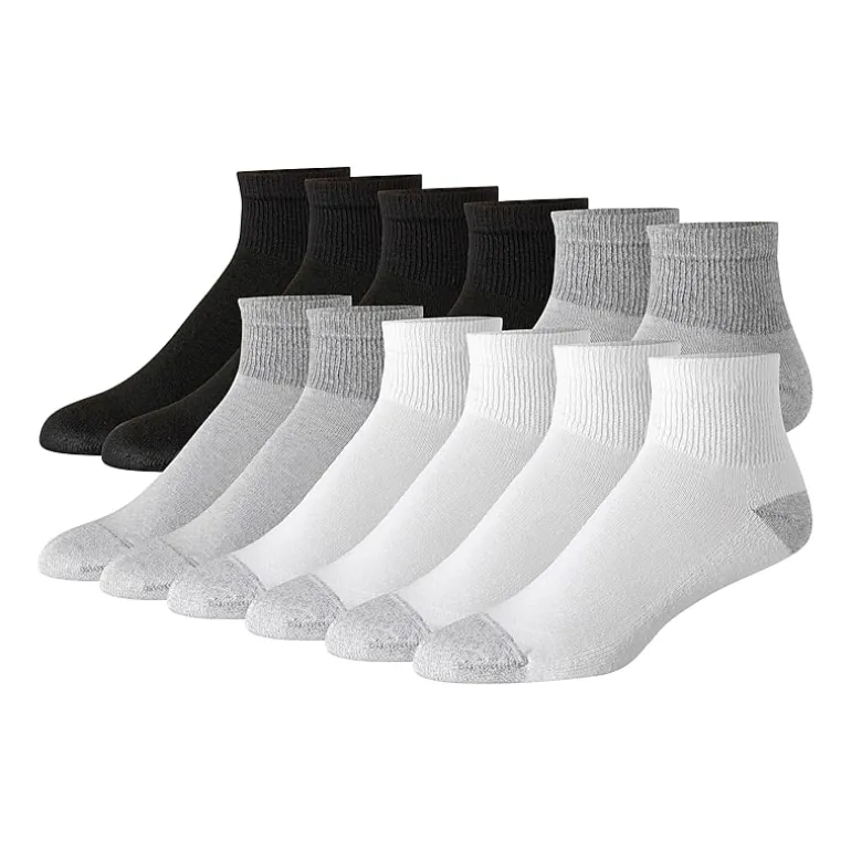 Hanes Ultimate Mens Multi-Pack 12 Pair Quarter Ankle Socks