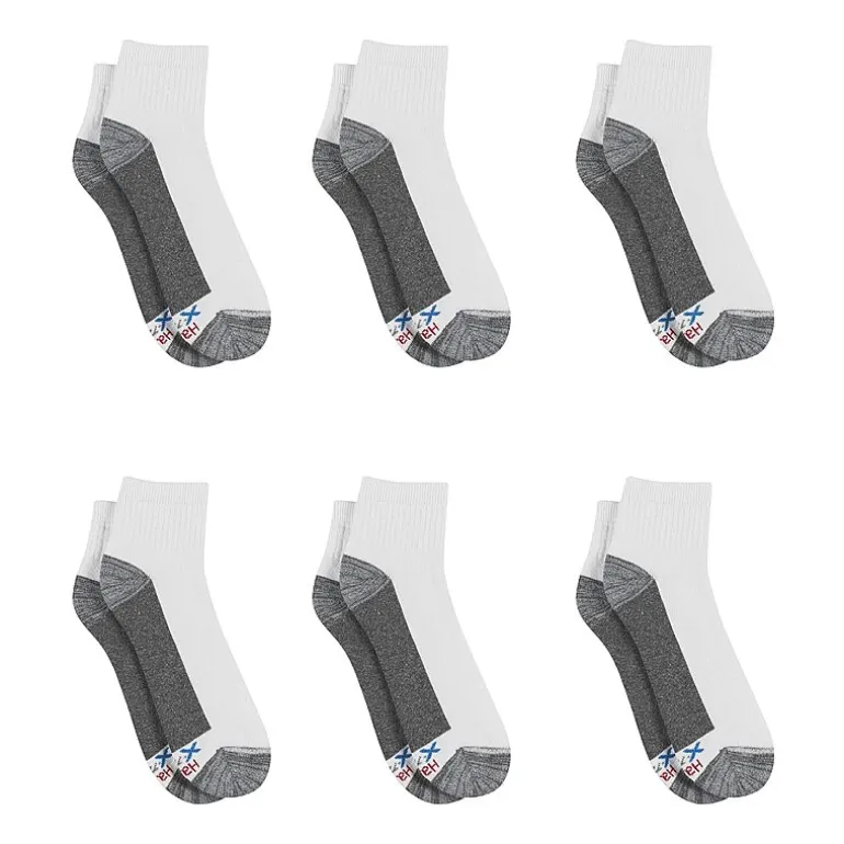 Hanes Ultimate Mens Multi-Pack 6 Pair Quarter Ankle Socks
