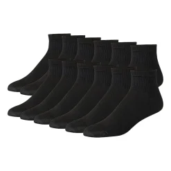 Hanes Ultimate Mens Multi-Pack 12 Pair Big and Tall Quarter Ankle Socks