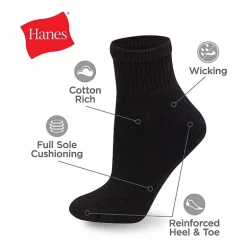 Hanes Ultimate Mens Multi-Pack 12 Pair Big and Tall Quarter Ankle Socks