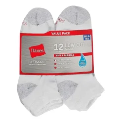 Hanes Ultimate Mens Multi-Pack 12 Pair Big and Tall Low Cut Socks