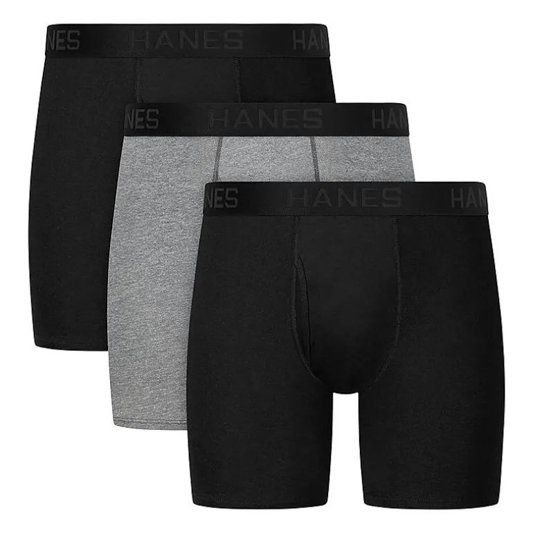 Hanes® Ultimate Men’s Underwear 3-Pack ComfortBlend® Boxer Briefs Underwear, Moisture-Wicking Ubbbb3