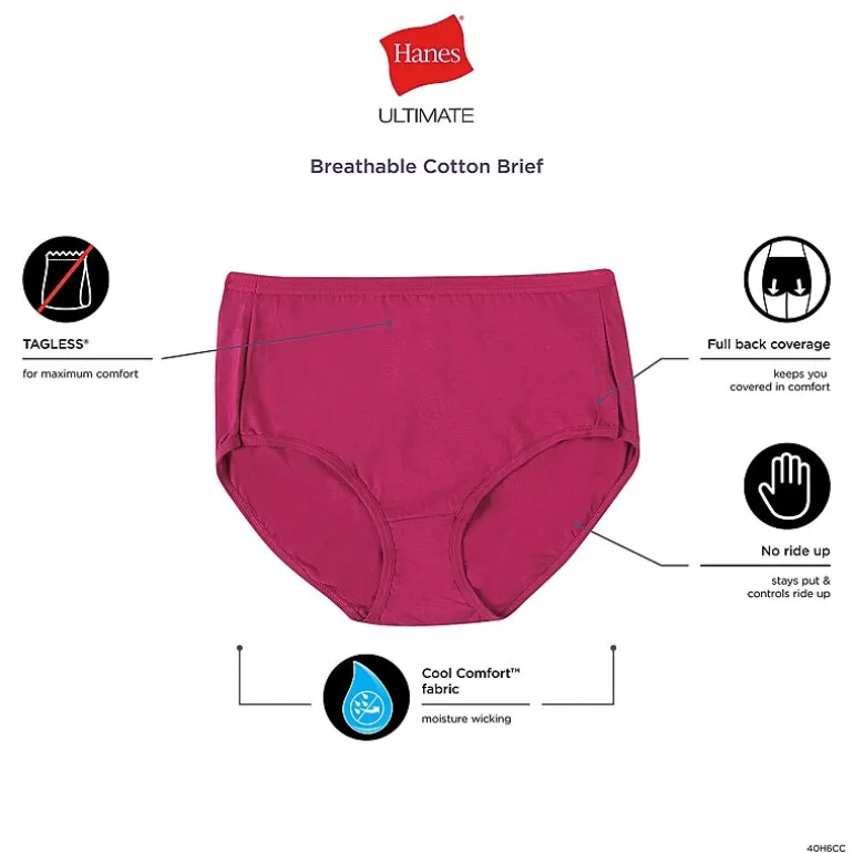Hanes Ultimate® 6-Pack Breathable Cotton Brief Underwear 40H6CC