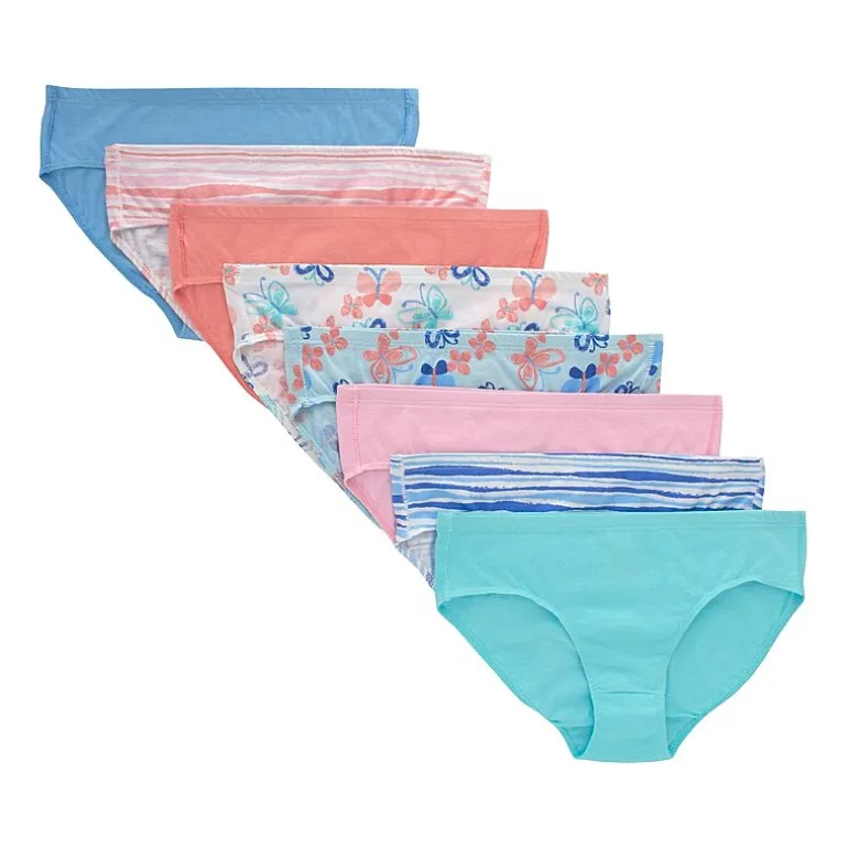 Hanes Ultimate Pure Comfort Organic Cotton Little & Big Kid Girls 8 Pack Hipster Panty Guoch8
