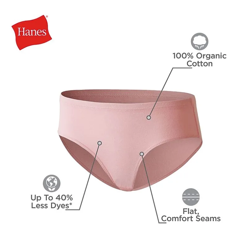 Hanes Ultimate Pure Comfort Organic Cotton Little & Big Kid Girls 8 Pack Hipster Panty Guoch8