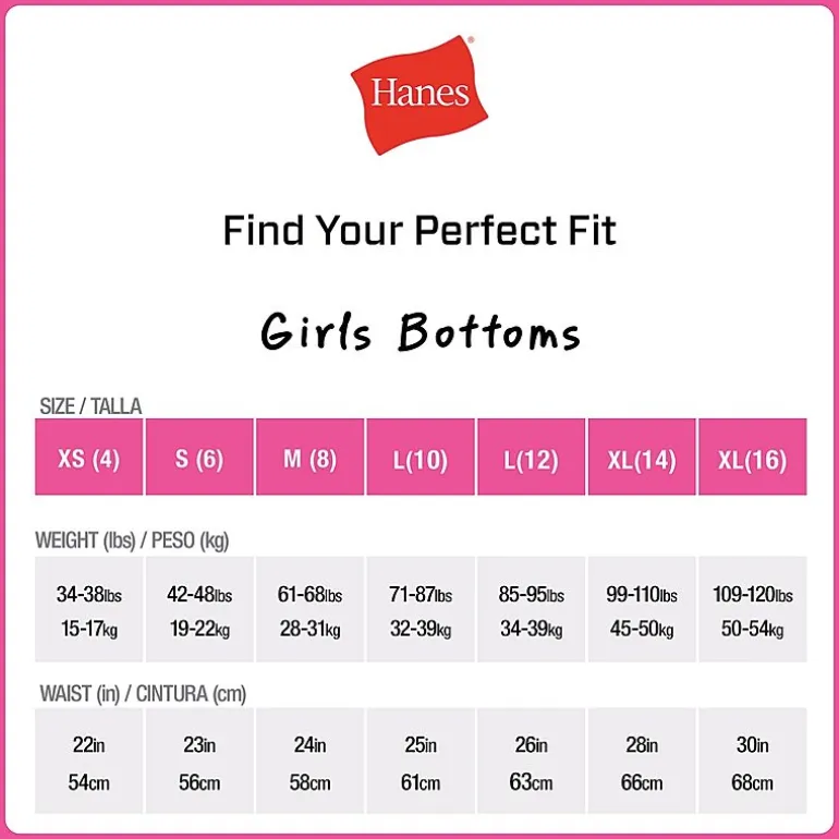 Hanes Ultimate Tagless Cotton Little & Big Girls 12 Pack Bikini Panty