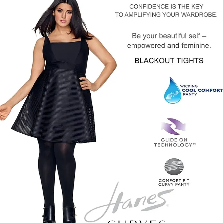 Hanes Womens Curves Moisture Wicking Plus Tights