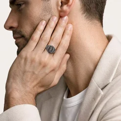 Harry Potter Mens Genuine Black Spinel Sterling Silver Fashion Ring