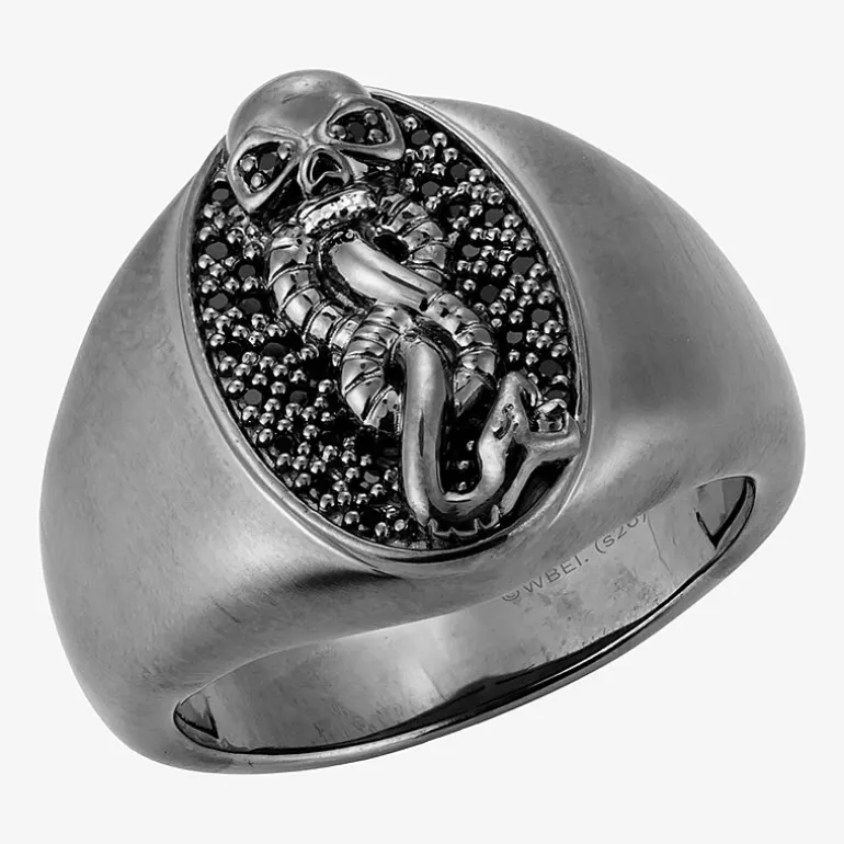 Harry Potter Mens Genuine Black Spinel Sterling Silver Fashion Ring