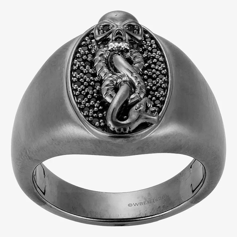 Harry Potter Mens Genuine Black Spinel Sterling Silver Fashion Ring