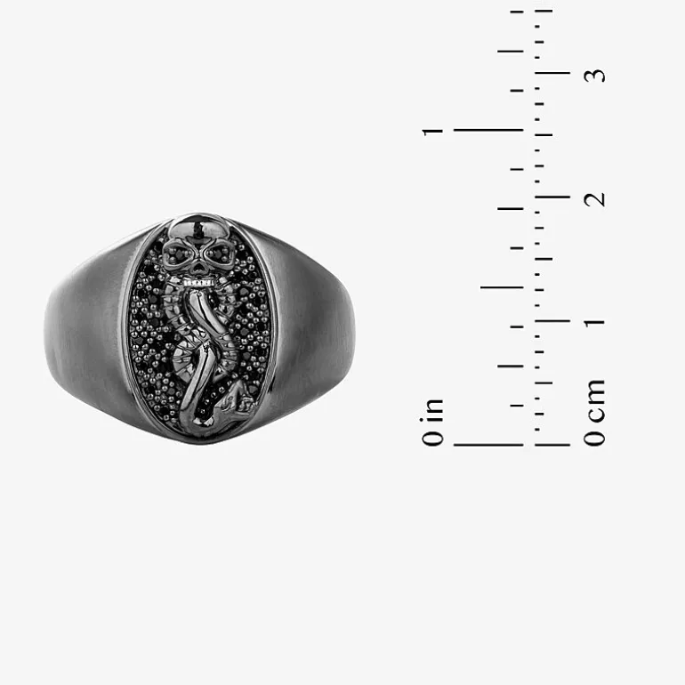 Harry Potter Mens Genuine Black Spinel Sterling Silver Fashion Ring