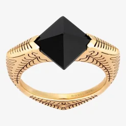 Harry Potter Mens Genuine Black Onyx 14K Gold Over Silver Fashion Ring