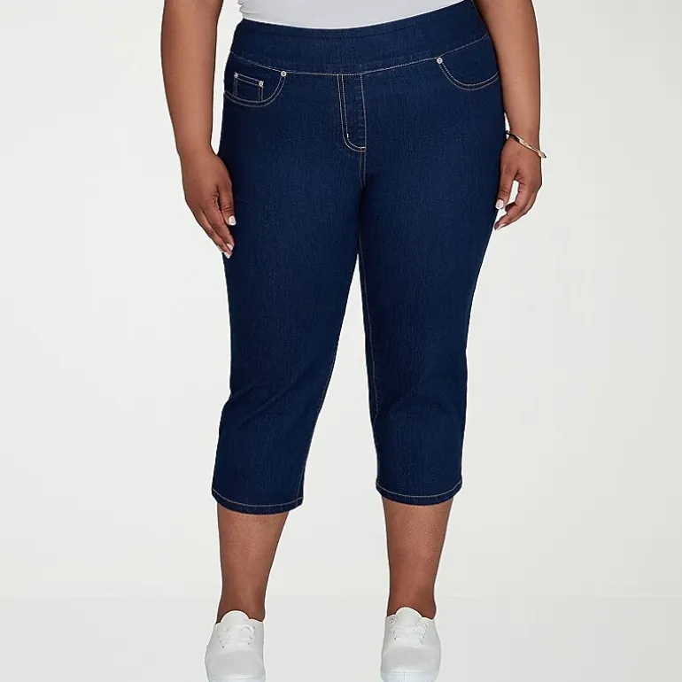 Hearts Of Palm Womens Plus Mid Rise Capri Jean