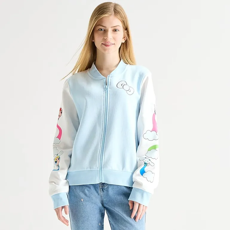 Hello Kitty® And Friends X The Powerpuff Girls™ Womens Juniors Fleece Midweight Bomber Jacket