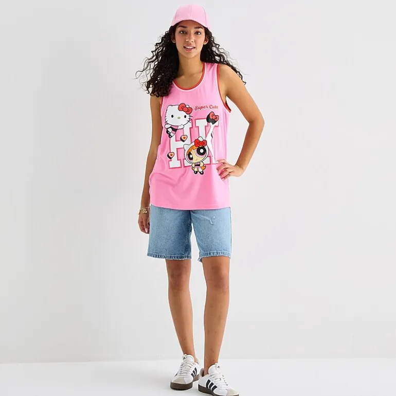 Hello Kitty® And Friends X The Powerpuff Girls™ Womens Juniors Crew Neck Basketball Jersey