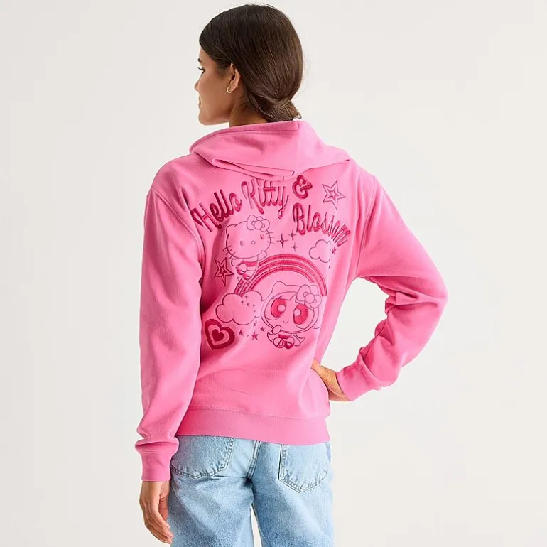 Hello Kitty® And Friends X The Powerpuff Girls™ Womens Juniors Long Sleeve Fleece Zipper Hoodie