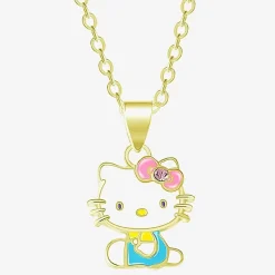 Hello Kitty Womens Pink Crystal 18K Gold Over Brass 18 Inch Pendant Necklace